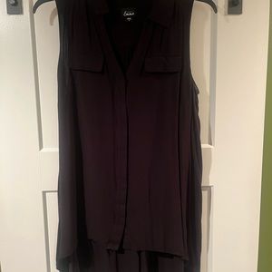 Black button down sleeveless blouse